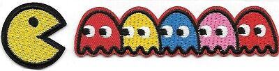 Pac-man with Ghosts Embroidered Patch Iron-On Sew-On US shipping 80s video  Unbranded