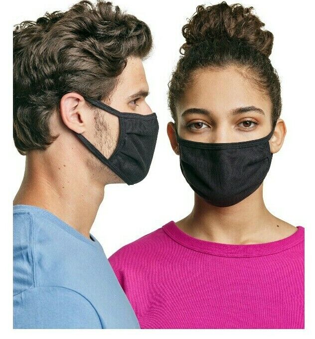 RETAIL 5Pk (NOT A BAG!) Hanes BLACK 100% Cool Comfort Fabric Face Mask Reusable Hanes MASKN2 - фотография #6