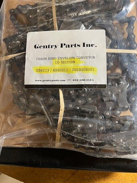 Chain Assy - Envelope Conveyor 10-Section STEEL, NEW 054213, A980612, 266330BG01 Bell and Howell 054213  /  5040110000  / A980612  /  266330BG01