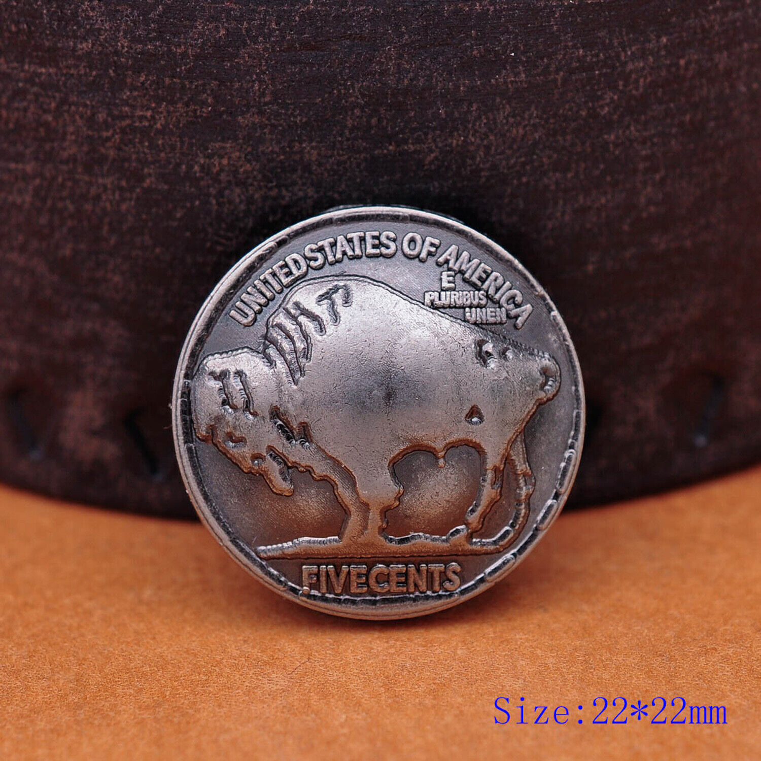 5pcs Western Southeast American Bison Bull Buffalo Leathercraft Coin Concho Unbranded Does not apply - фотография #4