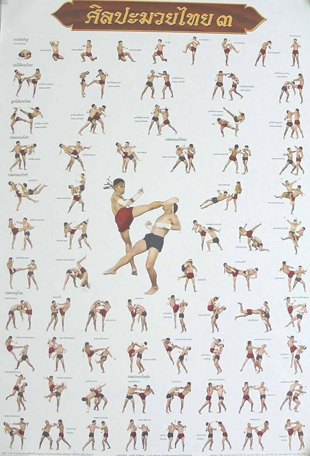 SET3 Poster Muay Thai Kick Boxing Collection for Training Technical Martial Art Unbranded Does Not Apply - фотография #4