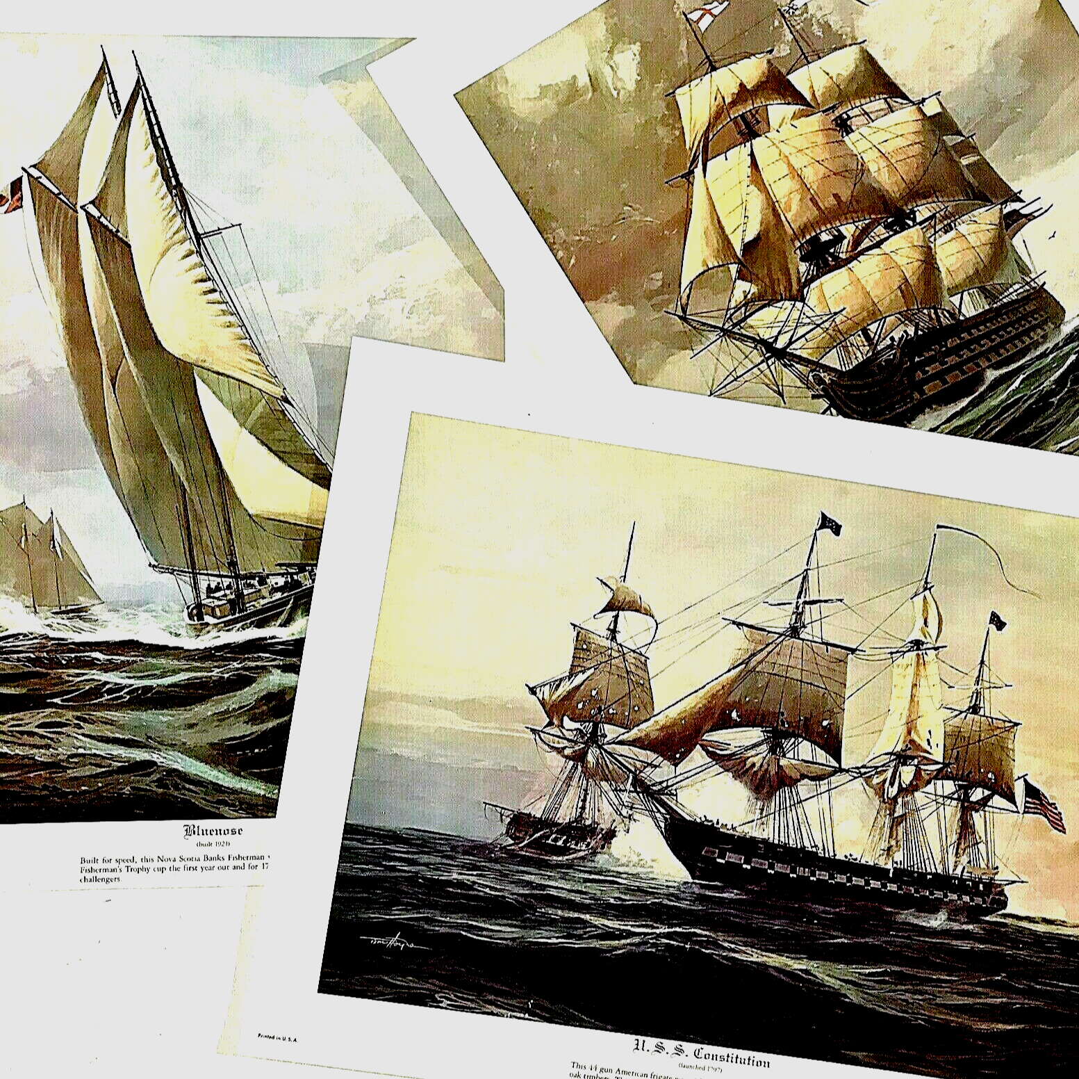 New Thomas Hoyne Nautical Prints Set 3 Sailing Ship Art Sea Boat Navy War  Litho Без бренда