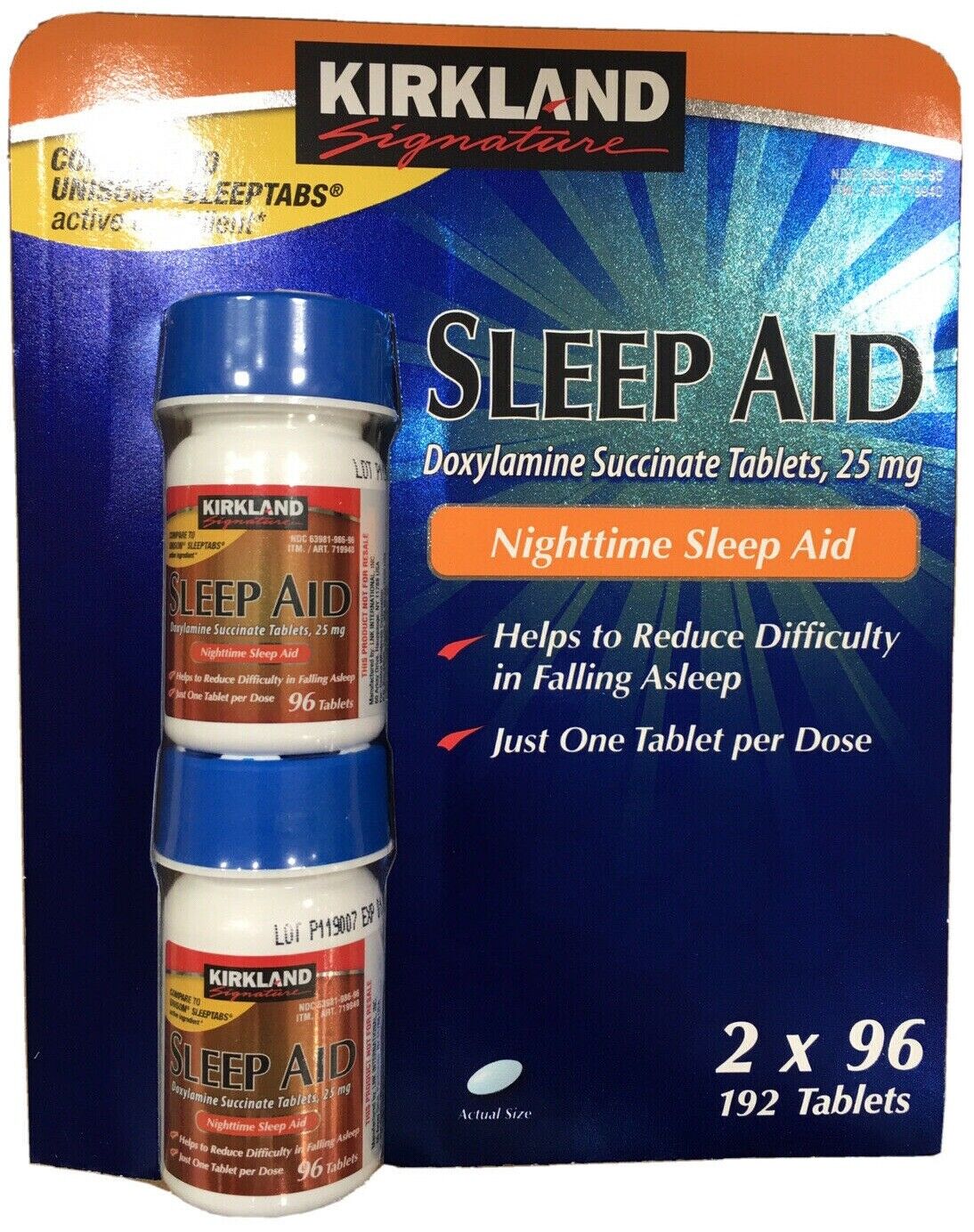 Kirkland Signature Sleep Aid Doxylamine Succinate 25 Mg 2 X 96 Tablets 192-Count Kirkland Signature 719940 - фотография #4