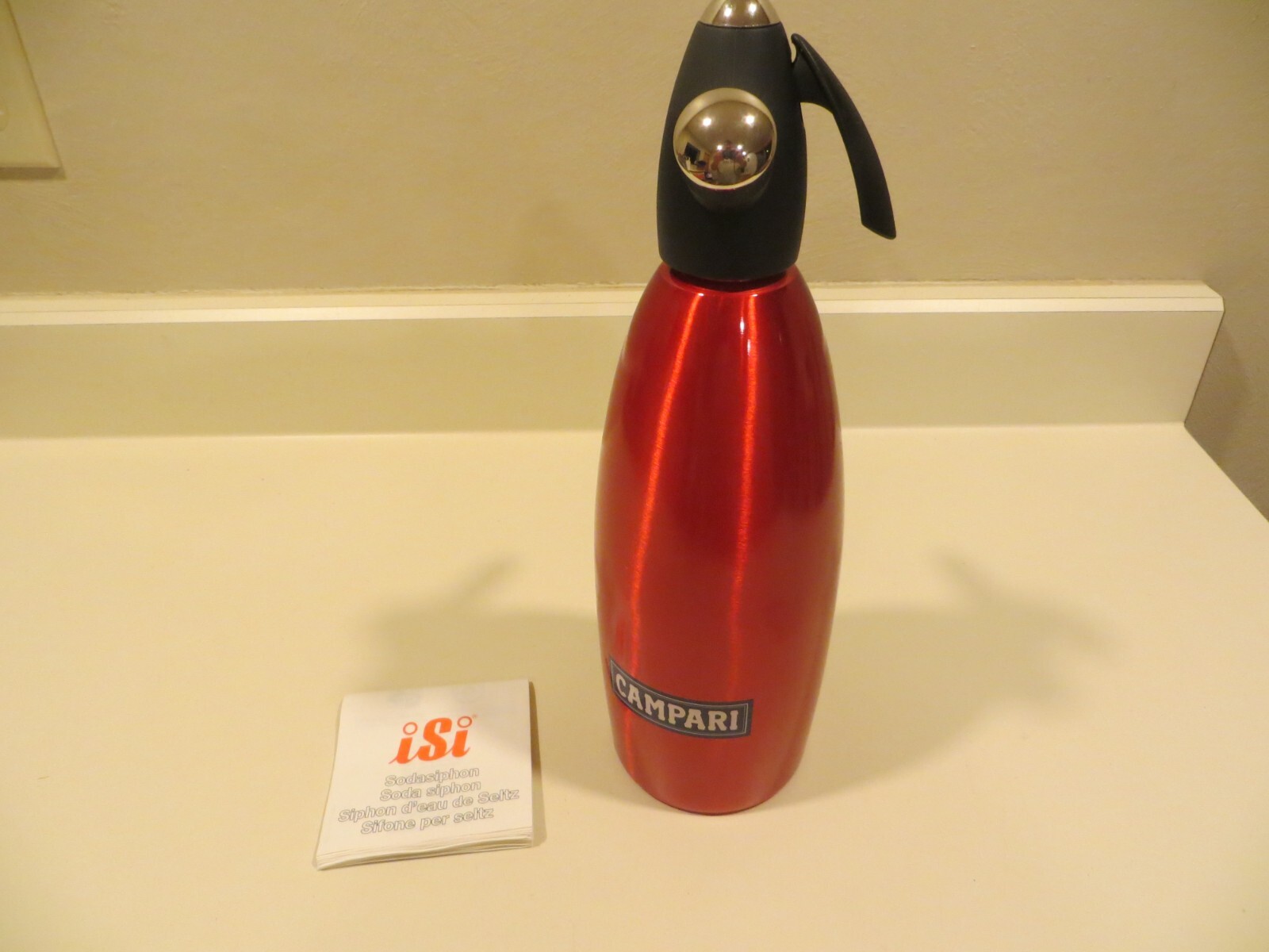 NOS 2006 iSi Red Campari SodaMaker Seltzer Bottle Quart  Siphon Made in Austria iSi North America 614078-106001