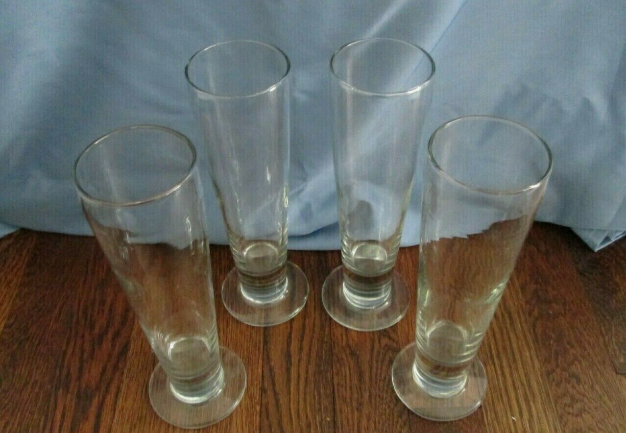 PILSNER set of 4 footed beer glasses.  9 3/8 High  Unknown--Pilsner - фотография #6