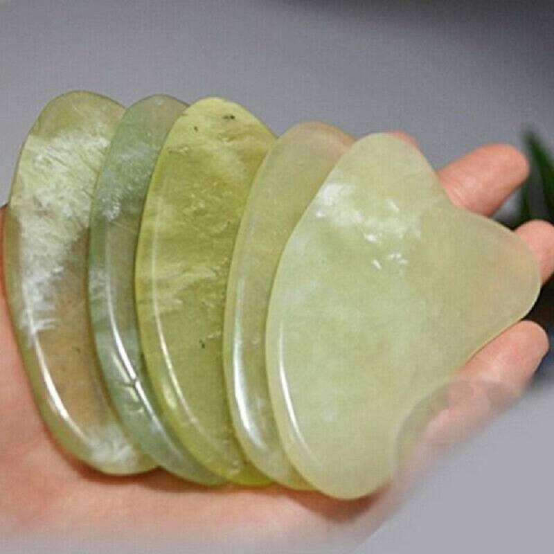 Gua Sha Natural Green Jade Quartz Crystal Stone Crystal Bodys Massage Board Tool Unbranded