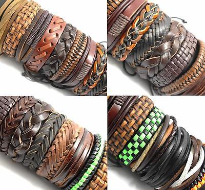 20pcs Mix Genuine Leather Bracelets Men's Wristbands Manmade Wholesale Jewerly Unbranded