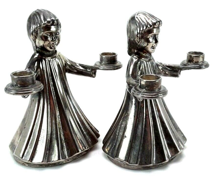 Vintage Choir Girl Mini Taper Candle Holders - Silver Tone -  Made in Italy Unbranded Candle Holders - фотография #2