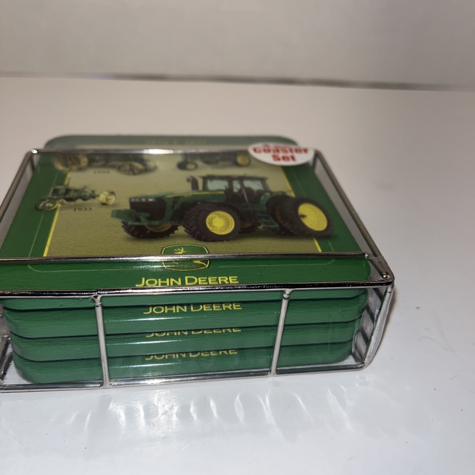 John Deere Coaster 4 pc Set Tin Box Company Farmer Gift Sealed Tractor JOHN DEERE - фотография #2