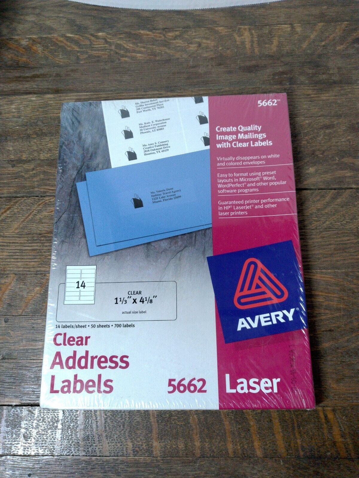 700 ct Avery 5662 Clear Mailing Labels 1 1/3 x 4 1/8 LASER Avery 5662