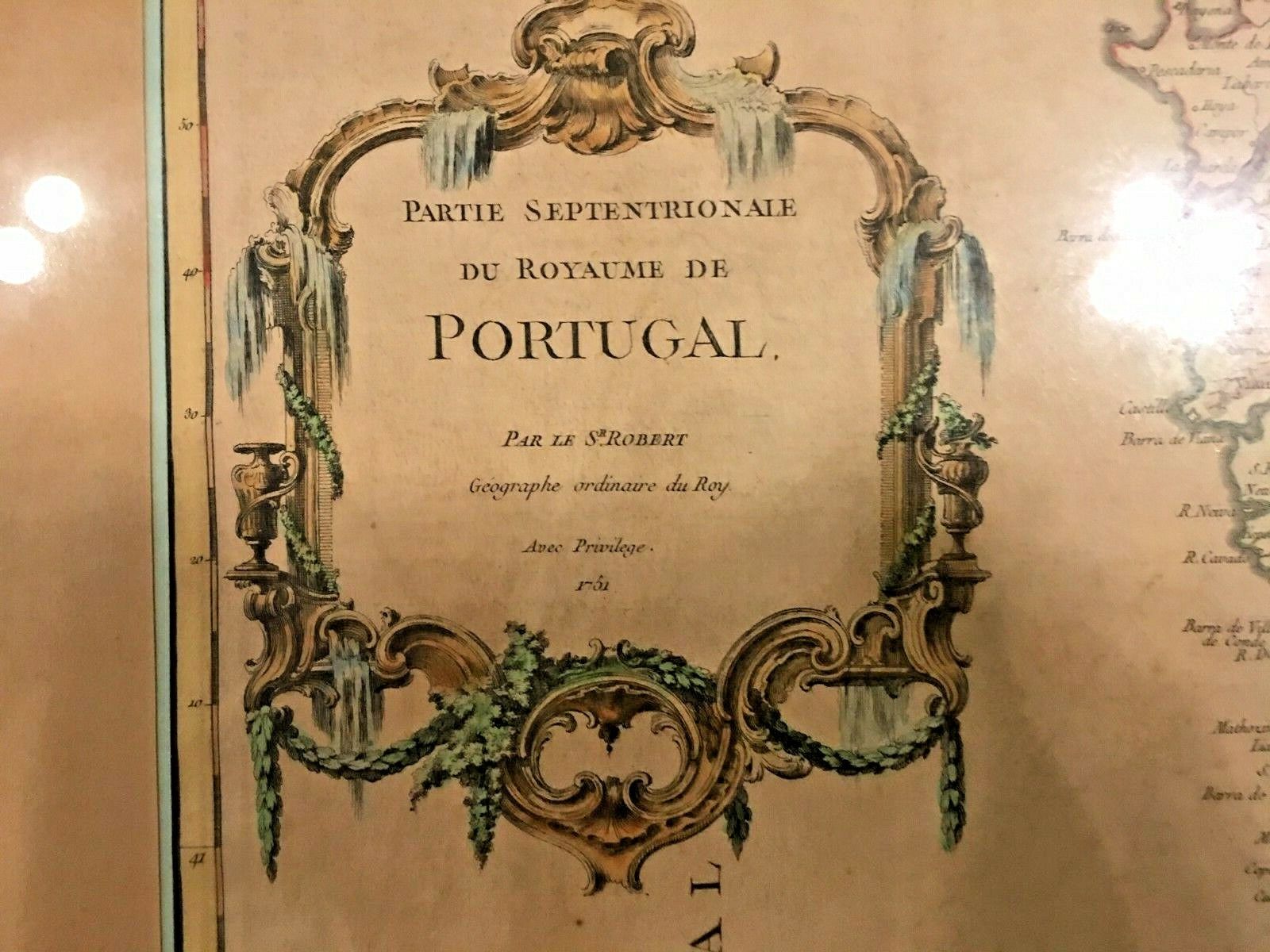 1751 Vaugondy Maps of Southern and Northern Portugal, framed Без бренда - фотография #3