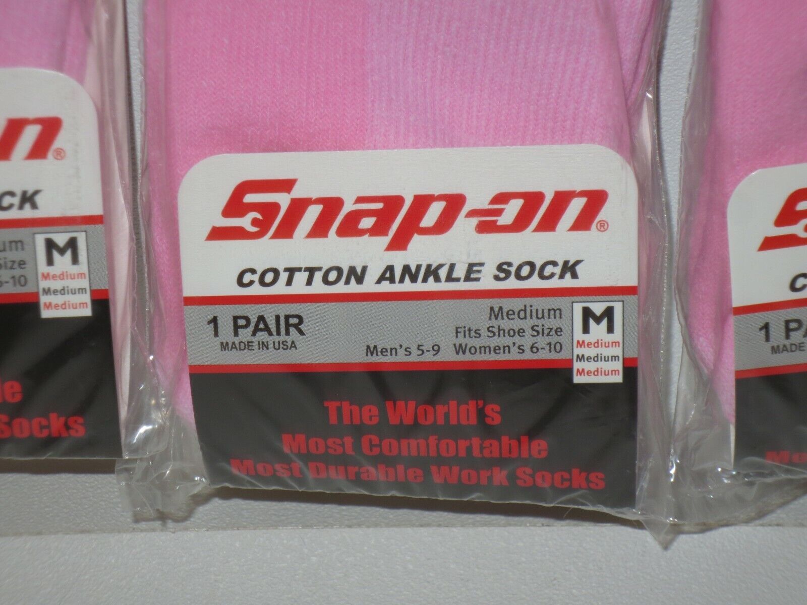 3 PAIRS Snap-On PINK Ankle Socks MEDIUM 6-10 *FREE SHIPPING* MADE IN USA *NEW* Snap-on - фотография #3