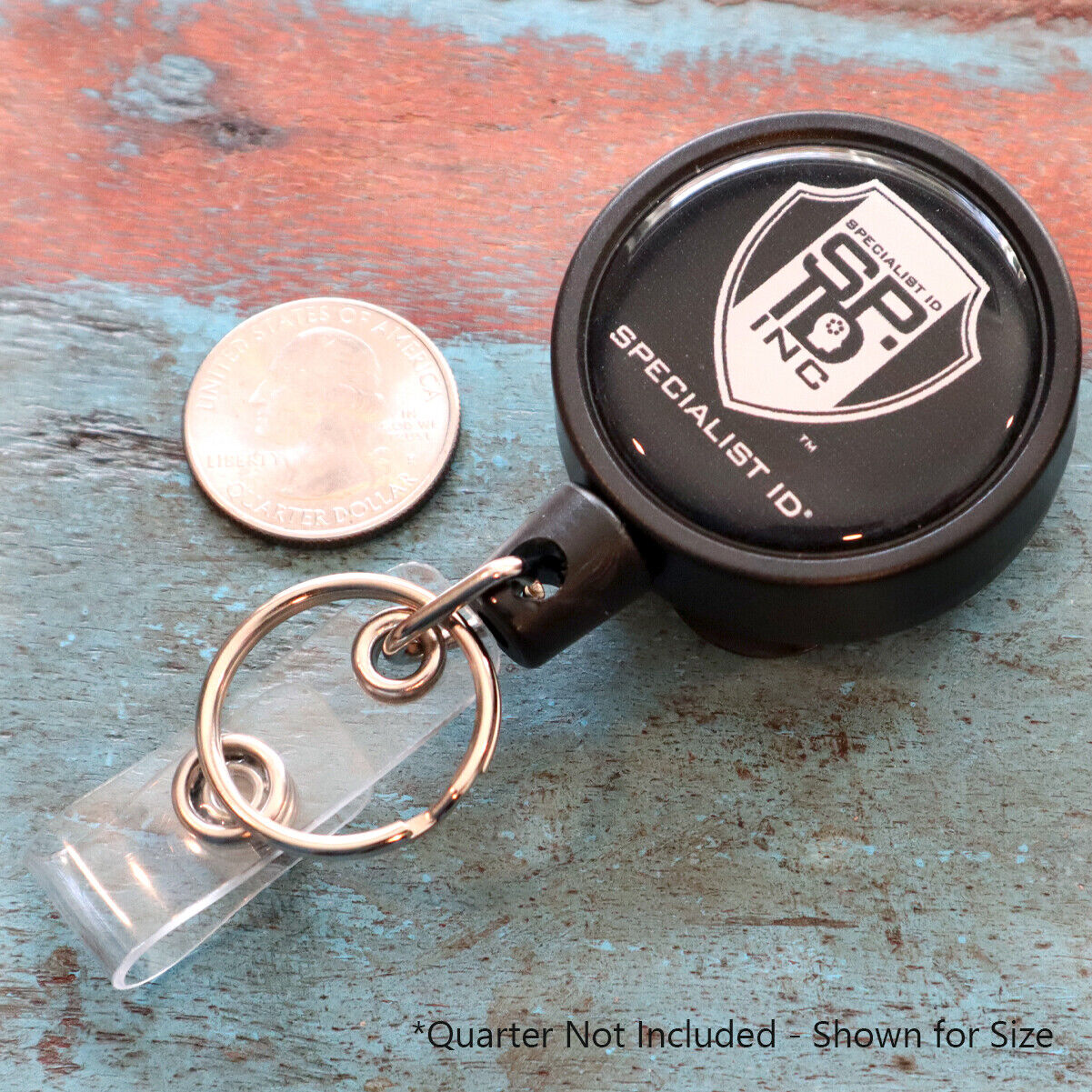 2 Heavy Duty Retractable Badge Reels w/ Metal Belt Clip, Badge Holder & Key Ring Specialist ID SPID-3360-BLACK - фотография #6