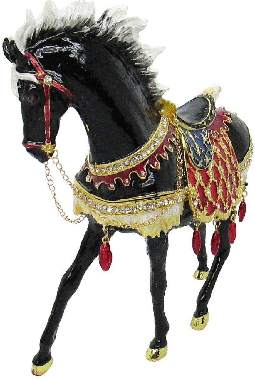X-Large Horse Jeweled Trinket Box with Austrian Crystals, Black Без бренда - фотография #6
