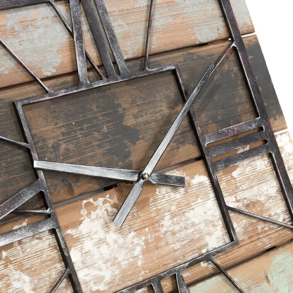 Oversized Wall Clock Modern Farmhouse Rustic Square Country Shabby Chic Deco Unbranded 22801515 - фотография #15