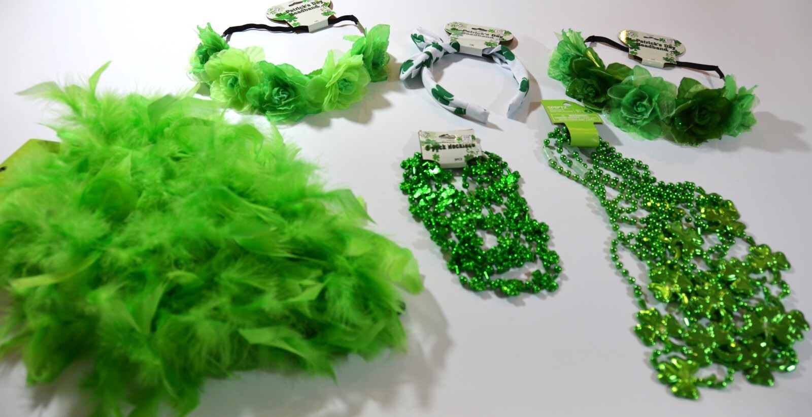 11 Piece St Patricks Day Party Pack Headbands Boa And Shamrock Necklaces Small Seasons, Spritz