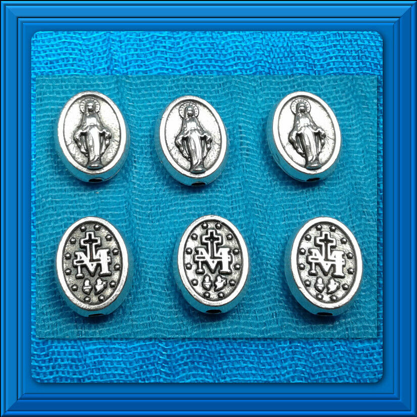 Rosary Parts Our Father Beads 6Pcs Lot 7x9mm OVAL MIRACULOUS MEDAL ITALIAN Sale Без бренда - фотография #2