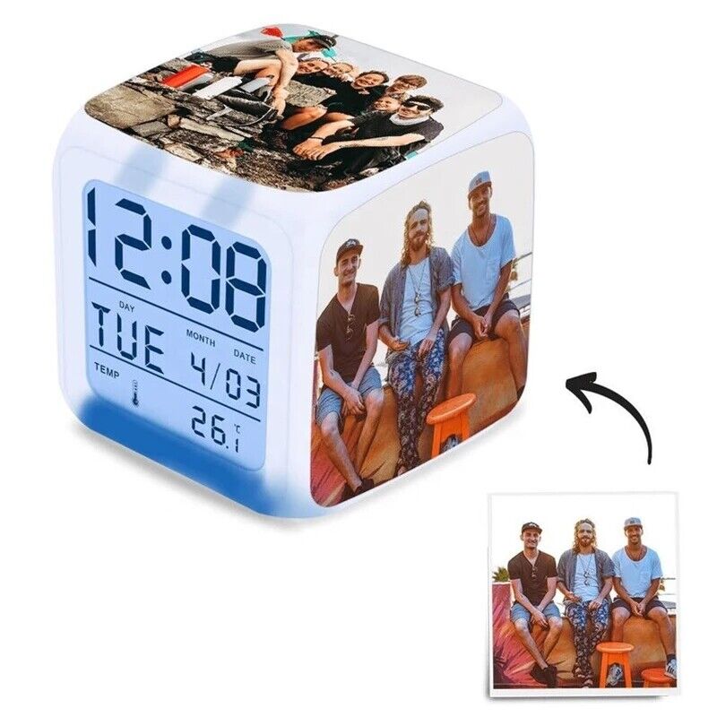 10pcs Blank Sublimation Digital Alarm Thermometer Night Glowing 7 Colors Clock Unbranded