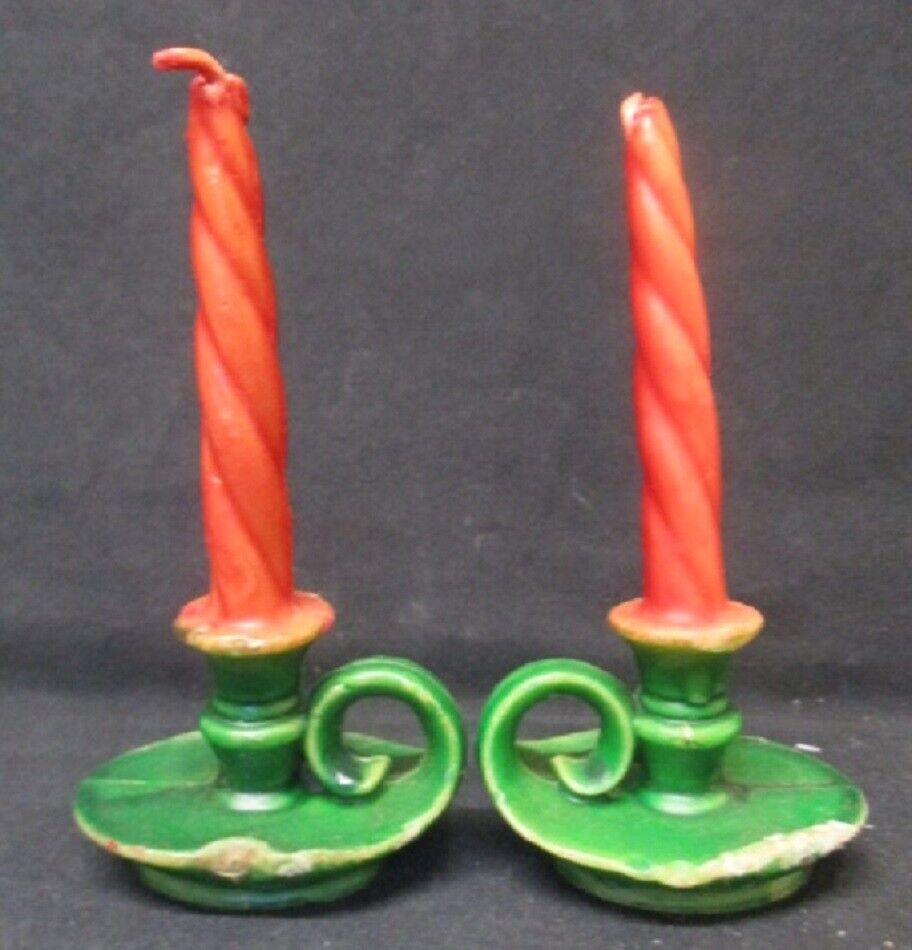 vintage CHRISTMAS twisted CHAMBERSTICK CANDLE unmarked GURLEY ~ Lot of 2 GURLEY - фотография #2