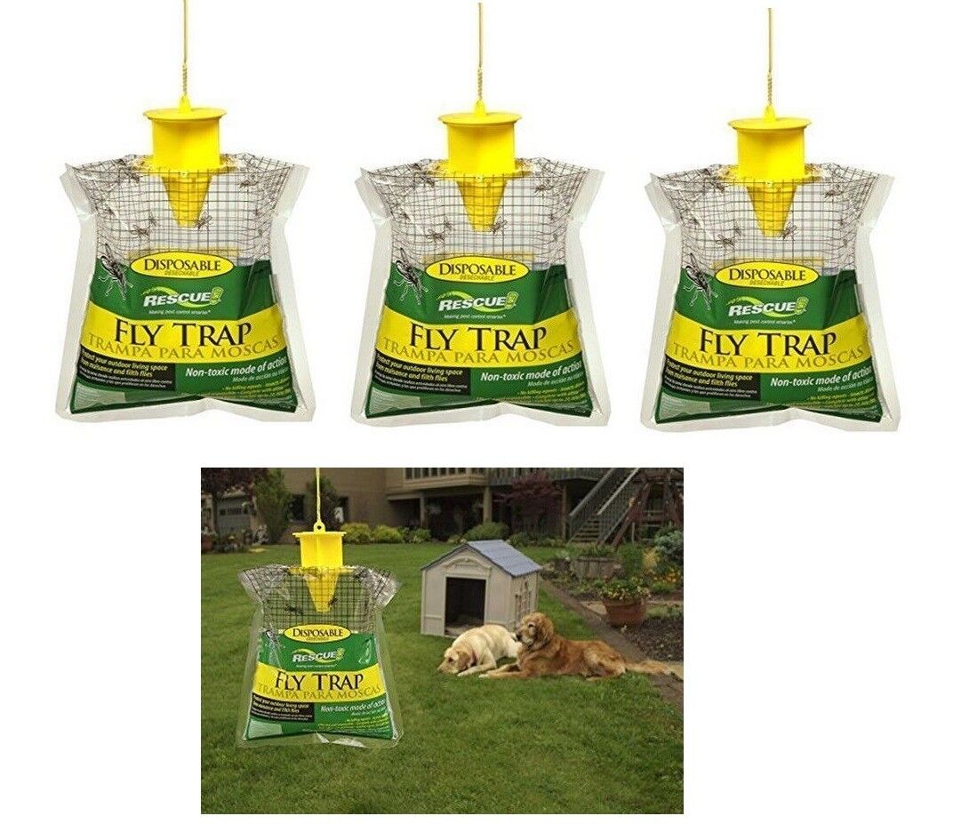 3x Rescue Disposable Hanging Fly Traps  ~ New STERLING FTD