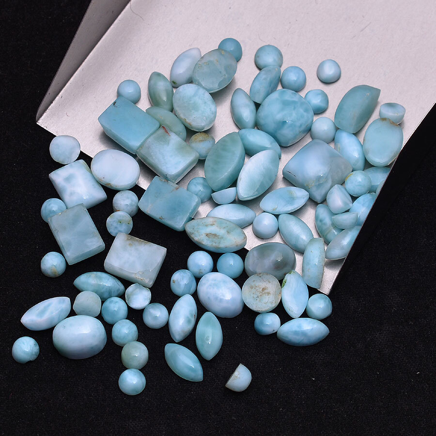 Natural Larimar 4mm-10mm Untreated Loose Cabochon 77 Pcs Gemstones Lot~69.00 Cts USHAQGEMS - фотография #2