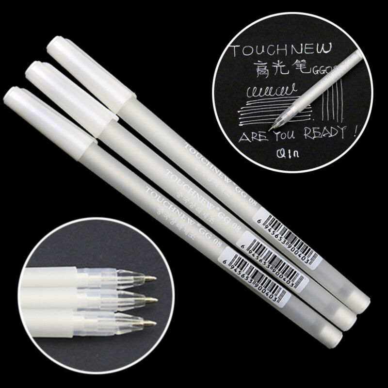 3X White Gel Ink Marker Pen Drawing Art Fine- Tip Sketching-Painting Tool 0.8MM Unbranded Does Not Apply - фотография #3