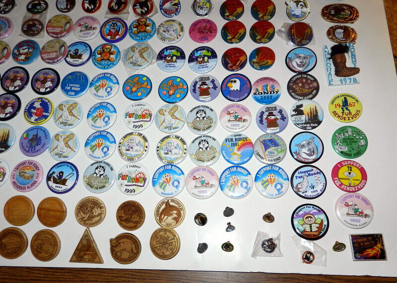 Anchorage Fur Rondy Rendezvous Button pin Pinback lot of 150 Pins Alaska 1967 UP Без бренда - фотография #4