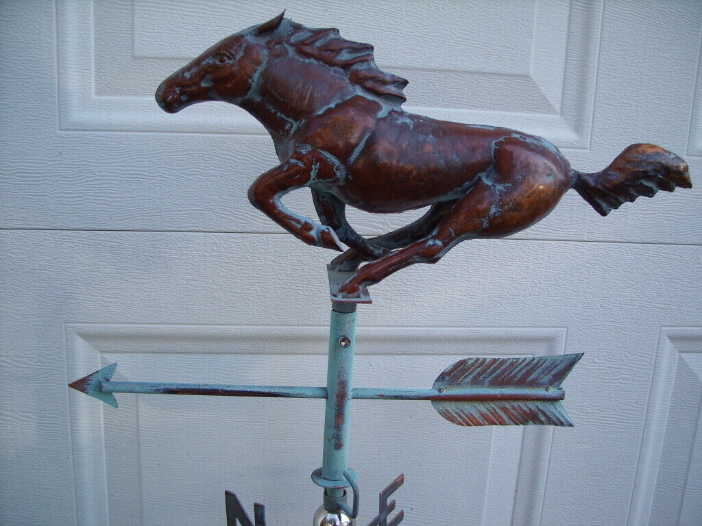 Horse Racing Weathervane Copper Patina Finish Weather Vane Handcrafted Handcrafted Does Not Apply - фотография #4