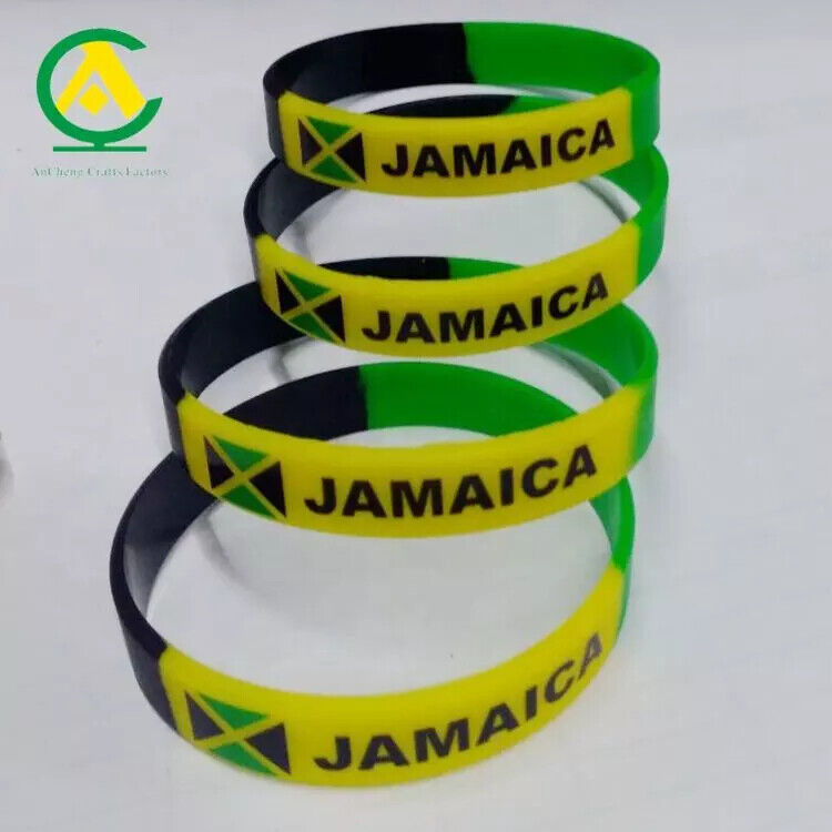 JAMAICA Country Flag Flexible Silicone Bracelet WristBand 5Pcs Honest Bread Clothing
