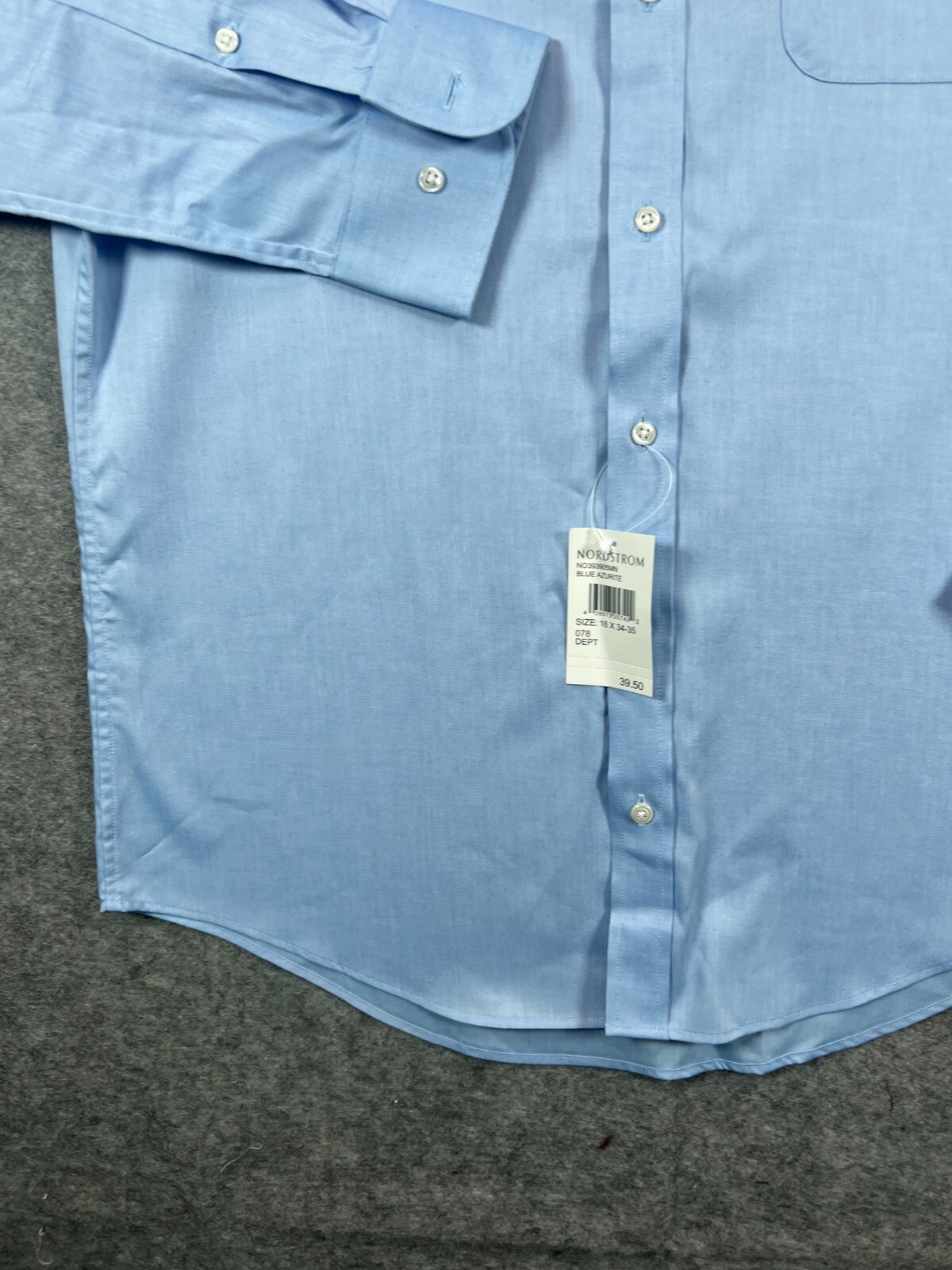 NWT Nordstrom Mens Shop Dress Shirt 16 34-35 Blue Trim Fit Non Iron Button A13 Nordstrom - фотография #5