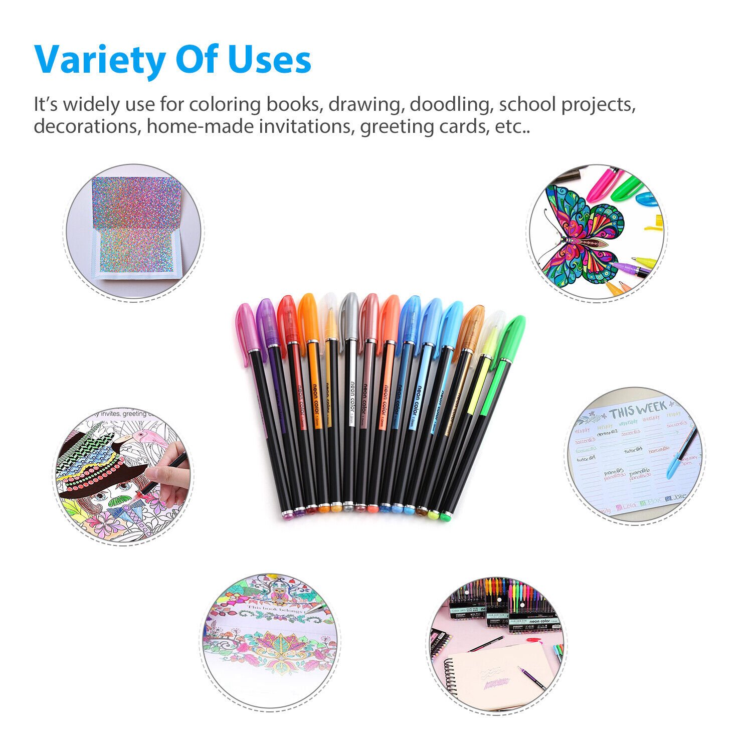 48 Unique Colors (No Duplicates) Gel Pens Gel Pen Set for Adult Coloring Book US Unbranded Does Not Apply - фотография #6