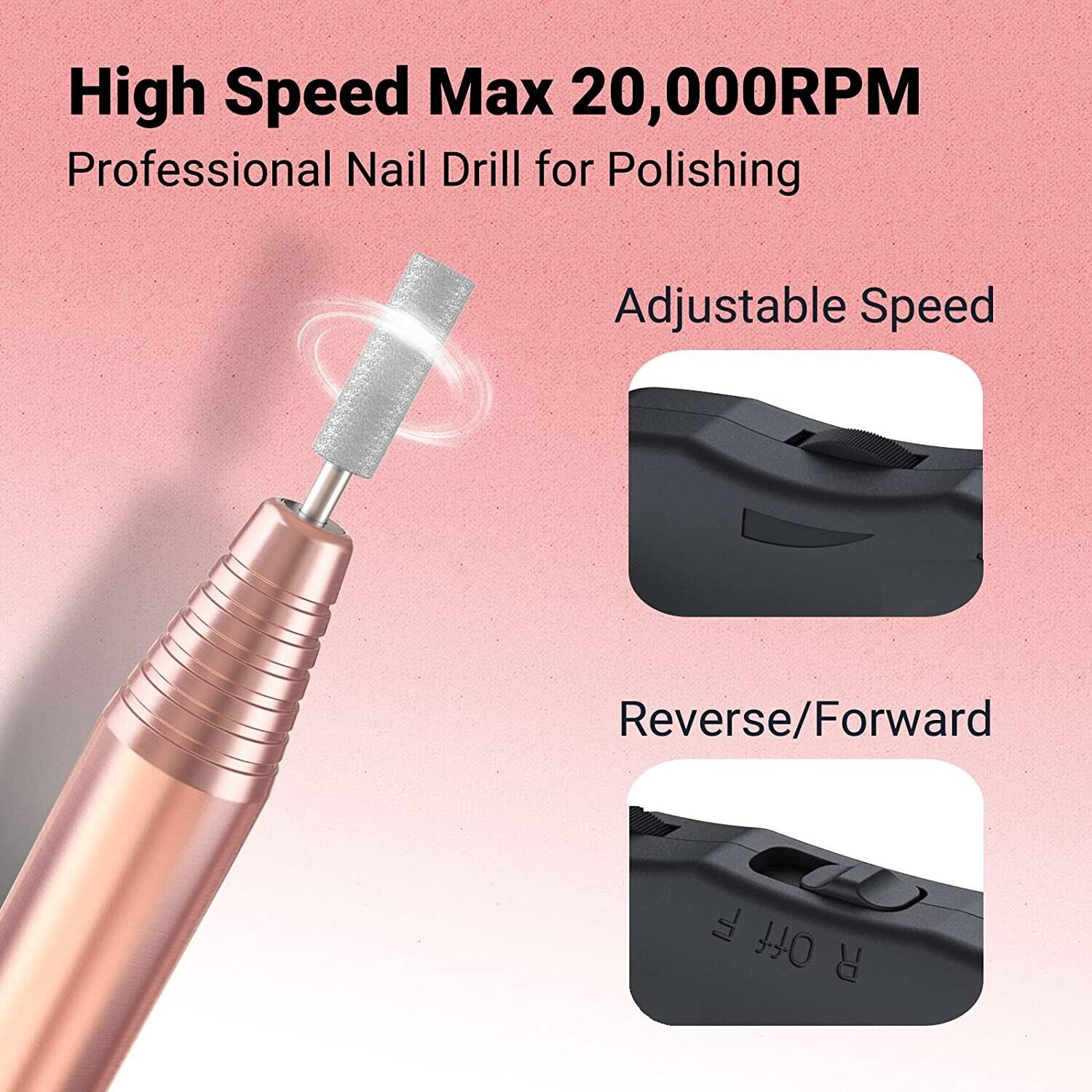 Multifunctional Electric Nail Drill Kit - Portable - Easy to Use - Gold Unbranded - фотография #4
