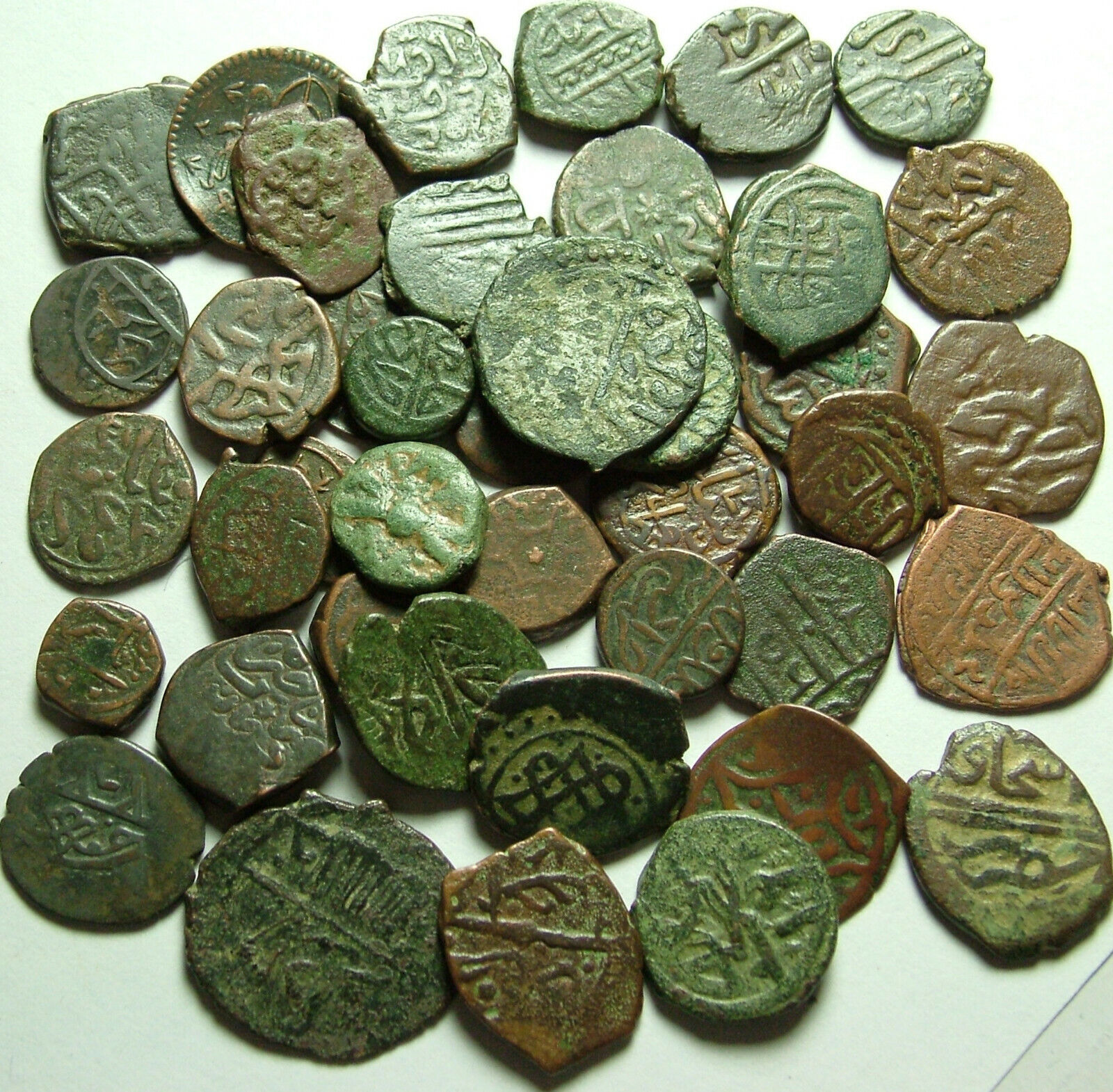 Lot 3 Rare original Islamic copper Bronze Mangir coins/Arabic/Ottoman Empire 15c Без бренда - фотография #2