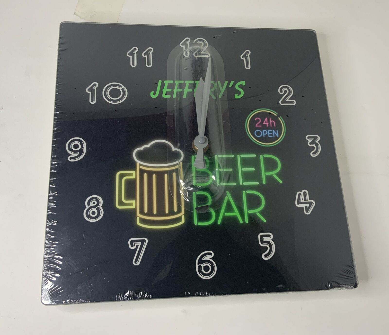 Jeffery’s BEER BAR TAVERN RESTAURANT WALL CLOCK DIAL FACE Neon Lights,New Sealed Без бренда
