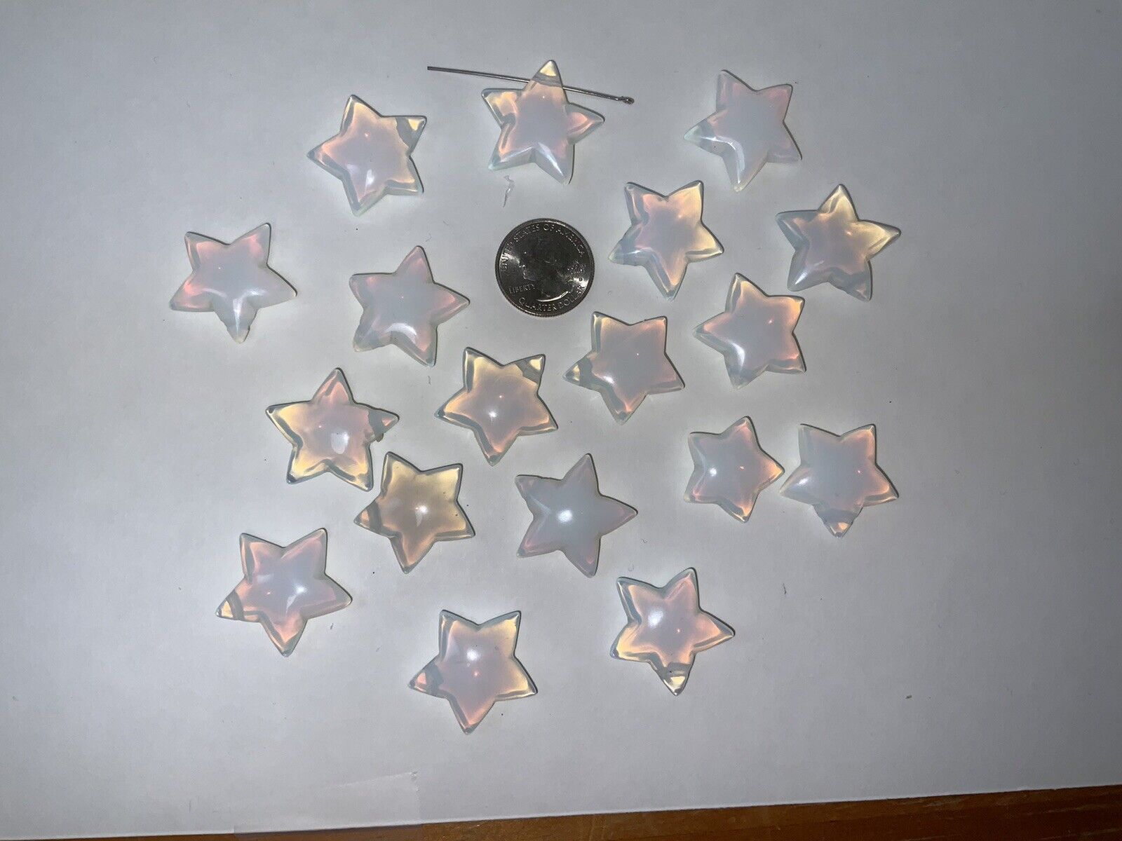 Hand Carved Opalite Puffy Star Beads (You are buying TWO beads) Unbranded