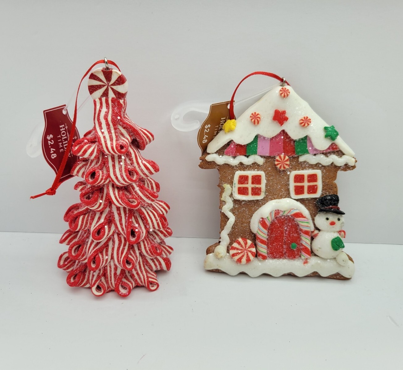 Holiday Time Gingerbread House And Peppermint Tree Ornament Set Holiday Time - фотография #9