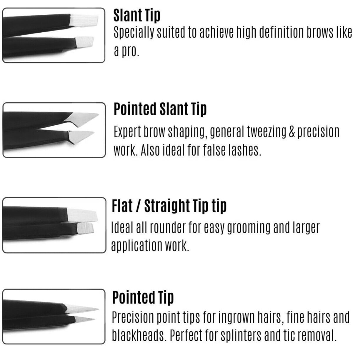 SHARPEND Tweezers Set 4-Piece Professional Stainless Eyebrow Hair Pluckers +Case SHARPEND DOES NOT APPLY - фотография #3