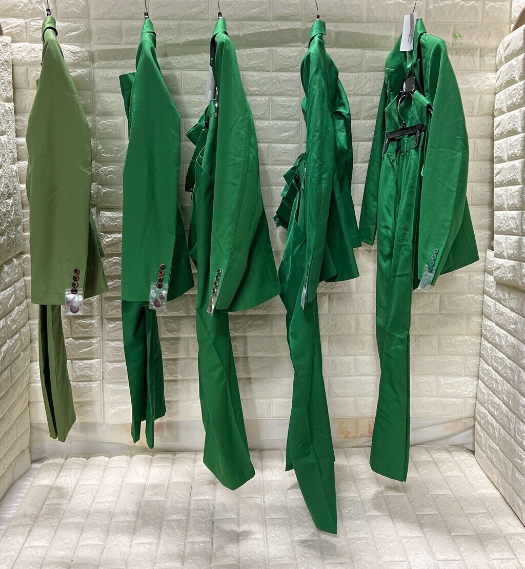 Wholesale Lot of 5 Sets Women's Suit Suits Lined Blazer Jacket Pant Green Без бренда