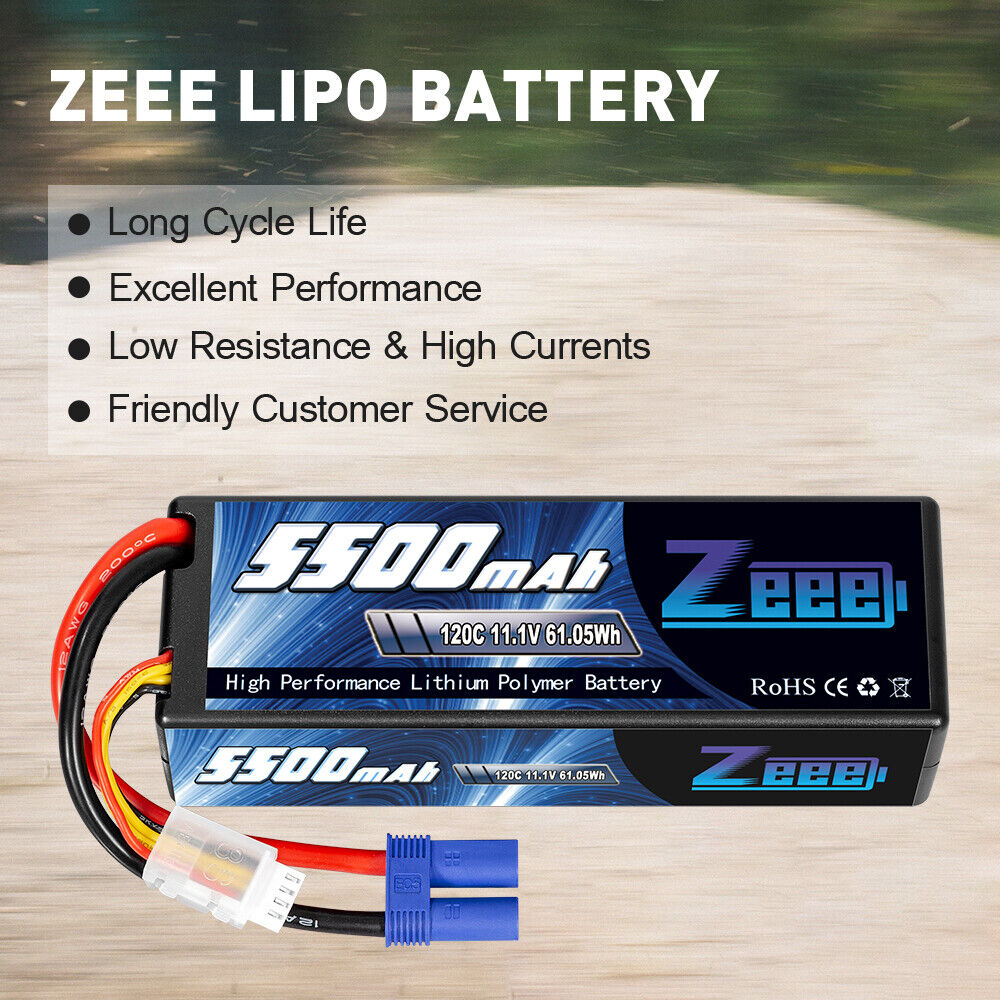2PCS Zeee 3S LiPo Battery 5500mAh 120C 11.1V EC5 Hardcase for RC Car Truck Boat ZEEE Does Not Apply - фотография #5