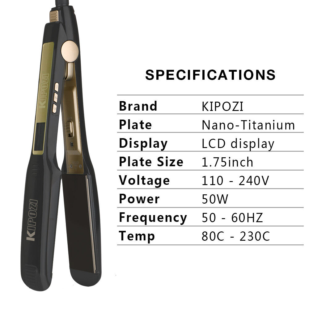 Pro KIPOZI Curly Straight Hair Straightener 2 In 1 Wide Plate LCD Display 1.75In KIPOZI Does Not Apply - фотография #2