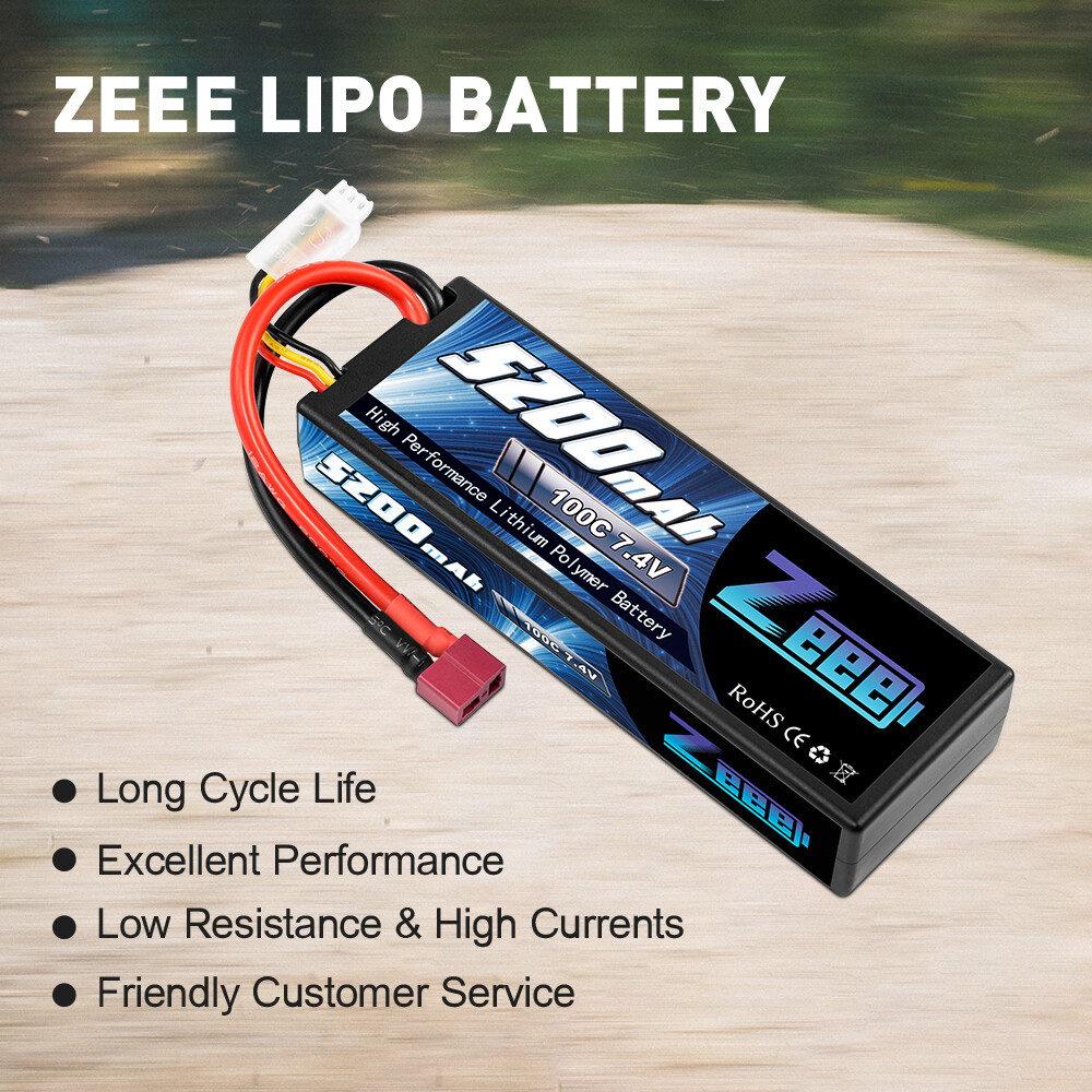 2x Zeee 100C 5200mAh 7.4V 2S LiPo Battery Deans Hardcase for RC Car Truck Heli ZEEE Does Not Apply - фотография #5