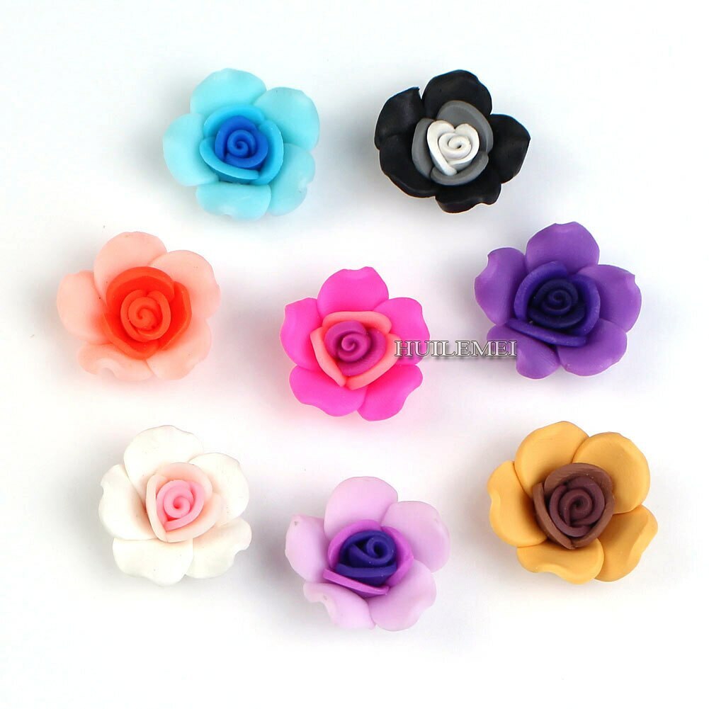 20pcs/lot 25mm Mixed Color Polymer Clay Flower Beads DIY Bracelet Jewelry Making HUILEMEI Does Not Apply - фотография #3