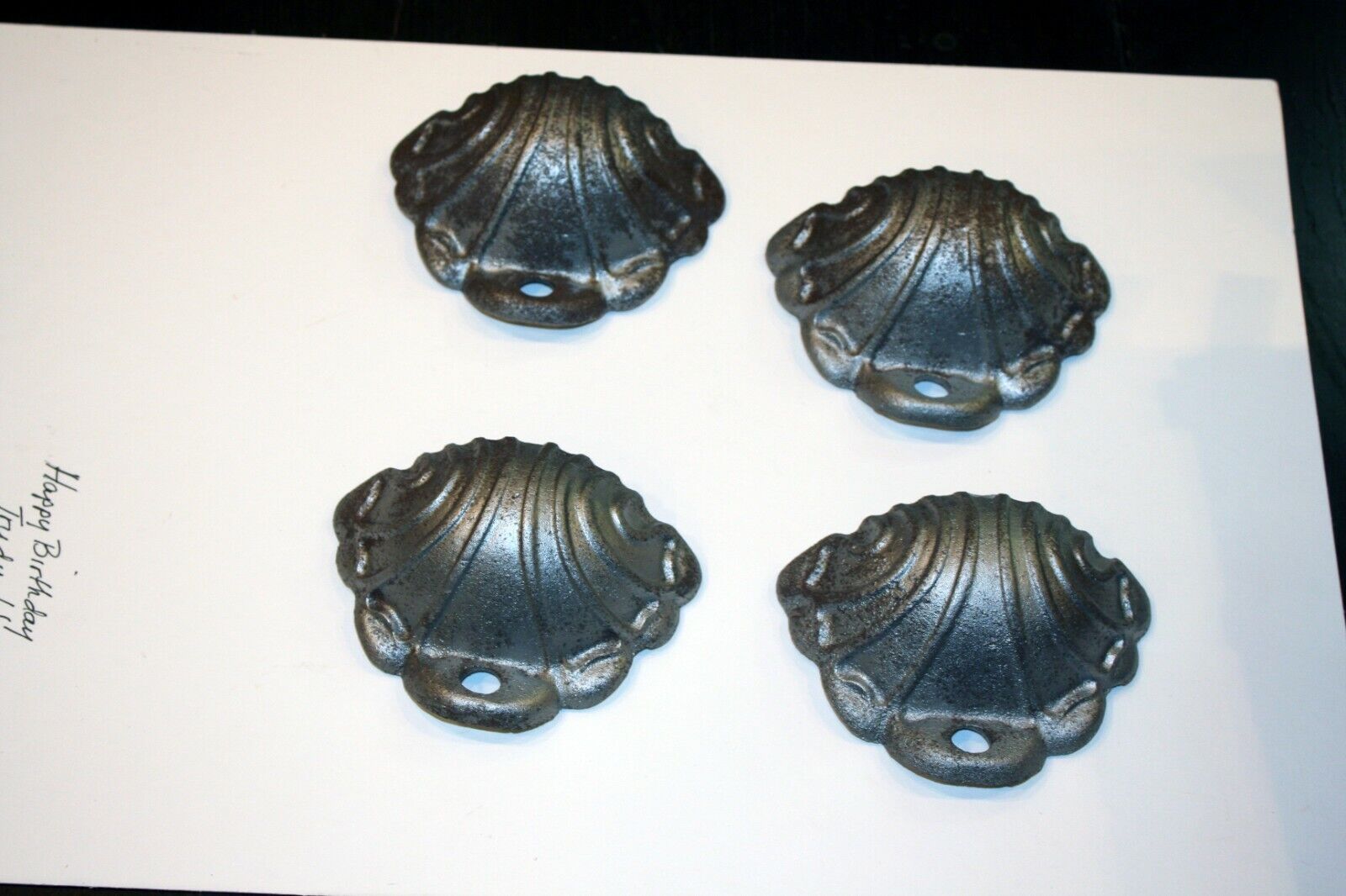 Matched Set of 4 Antique Cast Iron Corner Covers Parlor Stove Parts. Very Nice!! Unbranded - фотография #2