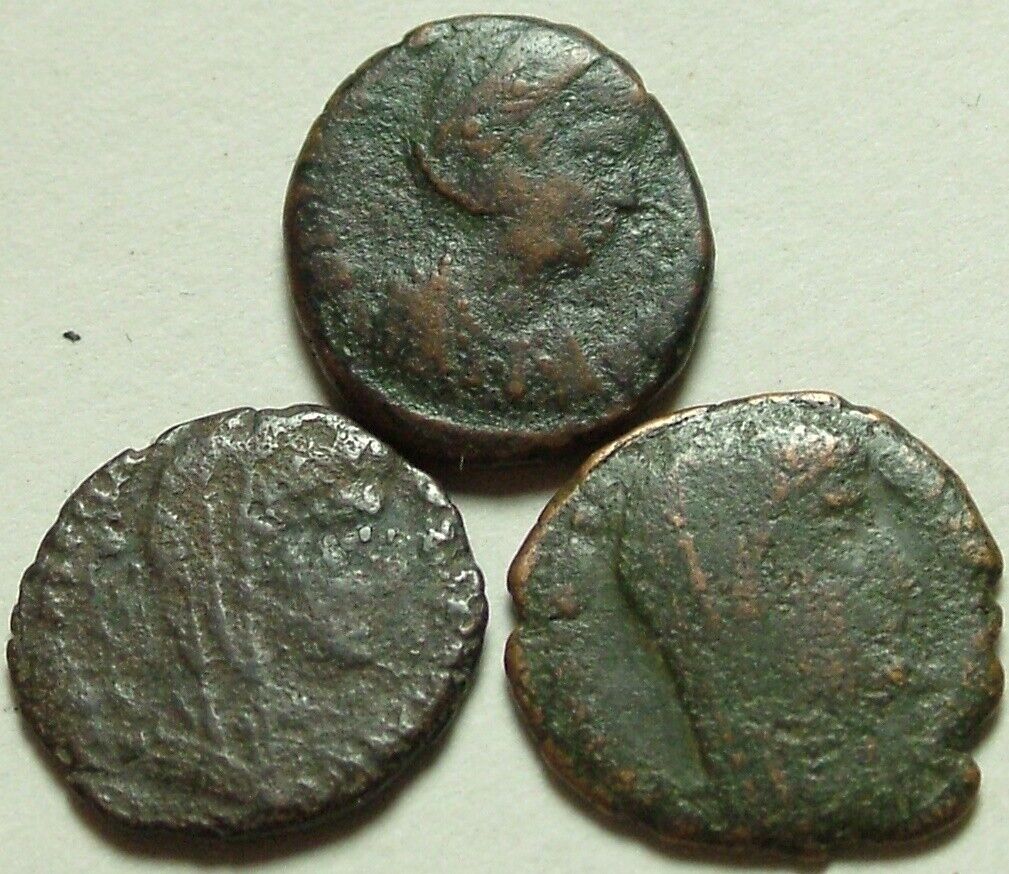 Lot 3 Ancient Roman coins Postumus issues Helena Pax Veiled Constantine quadriga Без бренда - фотография #2