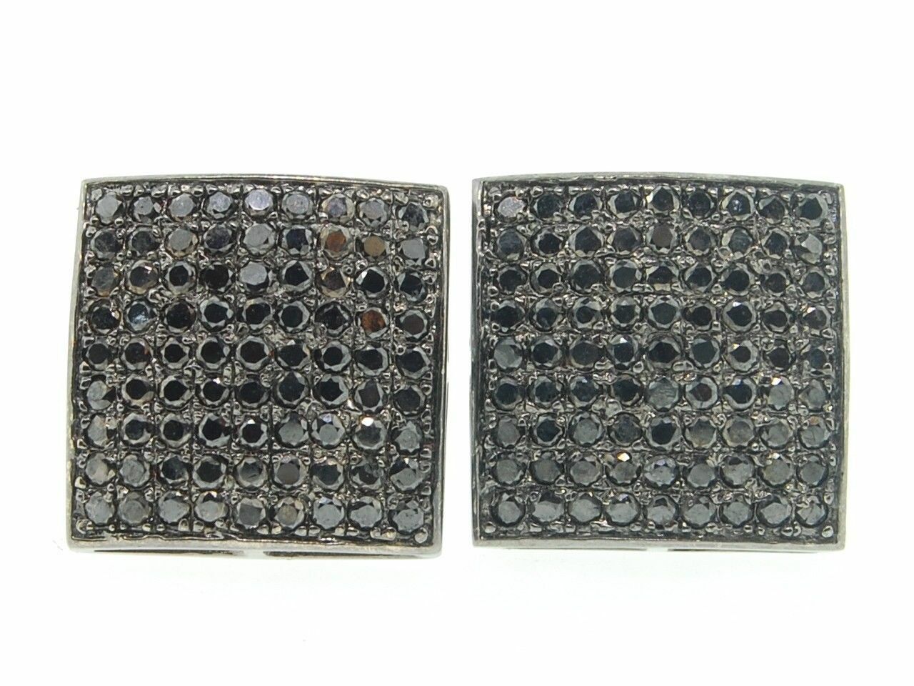 Diamond Studs Mens 10K Black Gold Round Pave Square Shape Earrings 1.64 Tcw. JFL Diamonds & Timepieces - фотография #2
