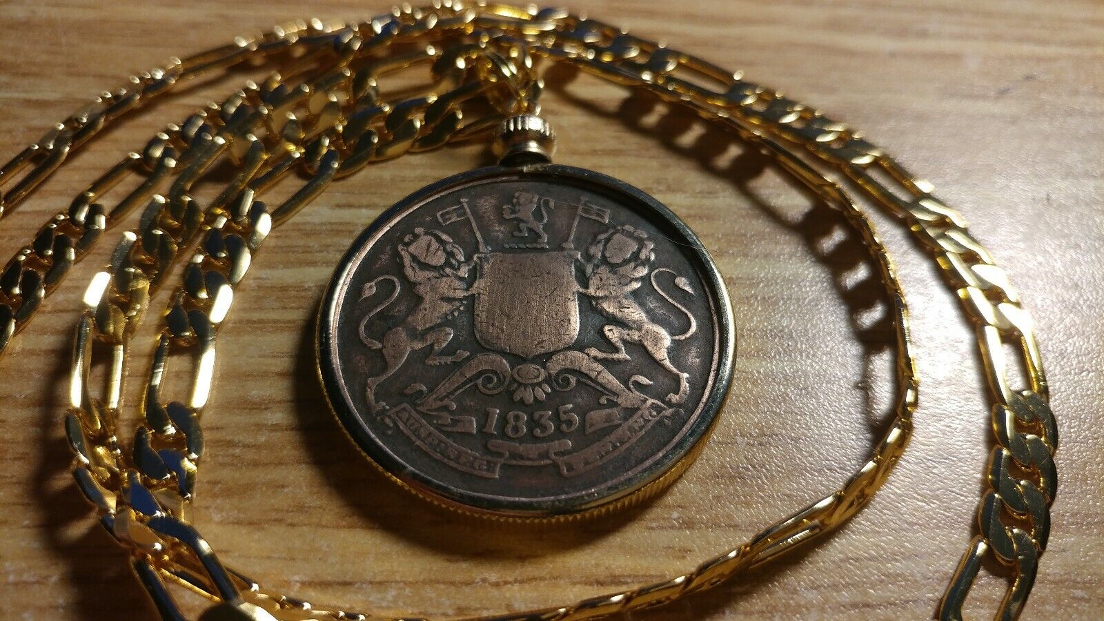 1835 East India Company Half Anna 31mm Pendant 18kgf 24" Gold filled 5mm chain Everymagicalday