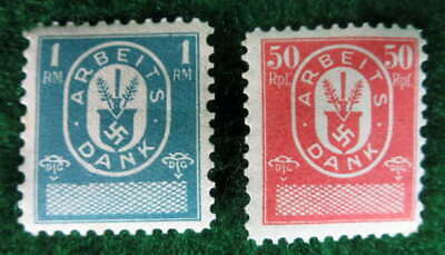 GERMANY SET OF 2 ARBEITS DANK LABOR DUES REVENUE STAMPS 1933-37 MINT UNUSED Без бренда