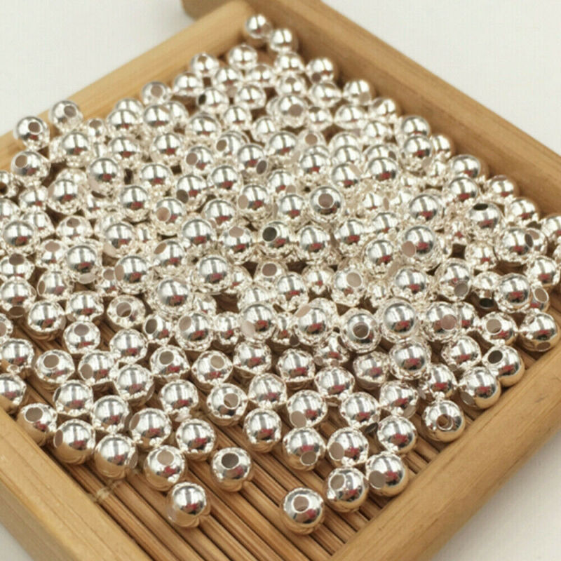 100PCS Genuine 925 Sterling Silver Round Ball Beads DIY Jewelry Making Findings  Yanqueens Does not apply - фотография #11