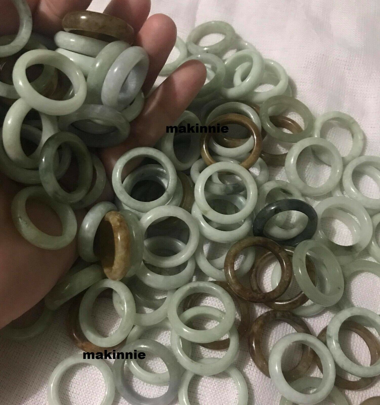 50 Pcs Burmese Jadeite Ring Bulk Lot Untreated Assorted Size Color Natural Jade makinnie Does Not Apply - фотография #2
