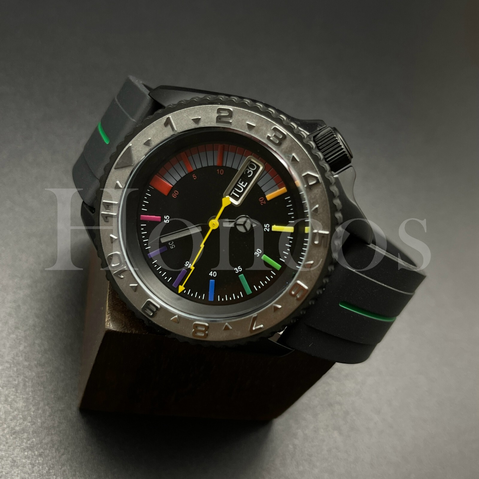 Custom Made Mods Watch SKX Style NH36 Auto Movement Silver YM 12H RB Hours B/GN Unbranded